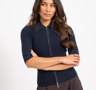 Hanna Zip Knit Cardigan Night Sky - Things I Like Things I Love