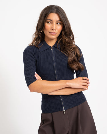 Hanna Zip Knit Cardigan Night Sky - Things I Like Things I Love