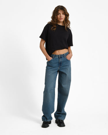 Hazal Barrel Jeans Medium Blue Denim - Things I Like Things I Love
