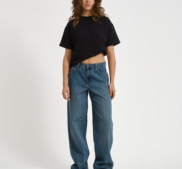 Hazal Barrel Jeans Medium Blue Denim - Things I Like Things I Love