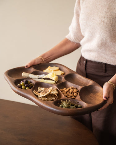 HKLIVING Handgesneden Borrelschaal Acaciahout Bruin - Things I Like Things I Love