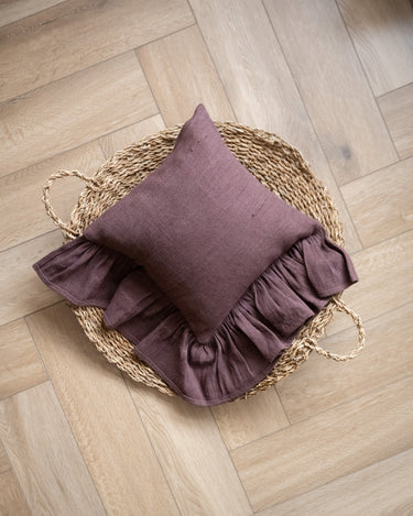 HKLIVING Kussen Ruffel Bruin - Things I Like Things I Love