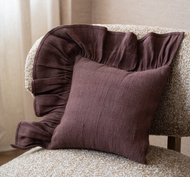 HKLIVING Kussen Ruffel Bruin - Things I Like Things I Love