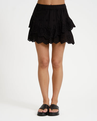 Jade Layered Broderie Skirt Black - Things I Like Things I Love
