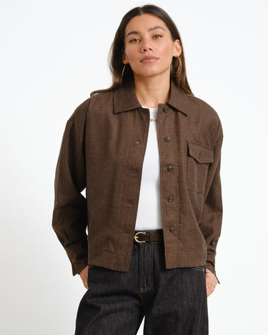 Jala Lili Overshirt Dark Brown Melange - Things I Like Things I Love
