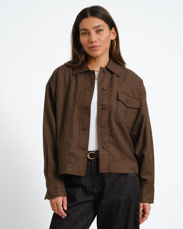 Jala Lili Overshirt Dark Brown Melange - Things I Like Things I Love