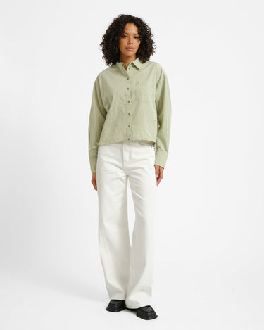 Jamie Poplin String Shirt Fern/White - Things I Like Things I Love