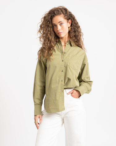 Jamie Relaxed Poplin Shirt Green Moss - Things I Like Things I Love