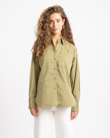Jamie Relaxed Poplin Shirt Green Moss - Things I Like Things I Love