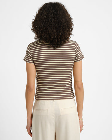 Judy Striped Baby Tee Brown/Yellow - Things I Like Things I Love