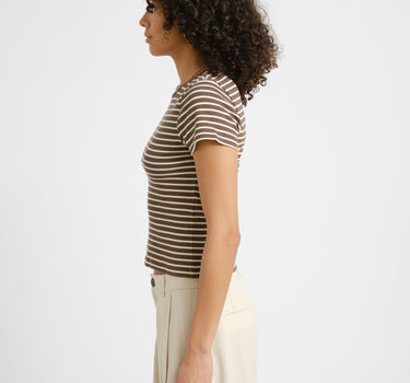 Judy Striped Baby Tee Brown/Yellow - Things I Like Things I Love