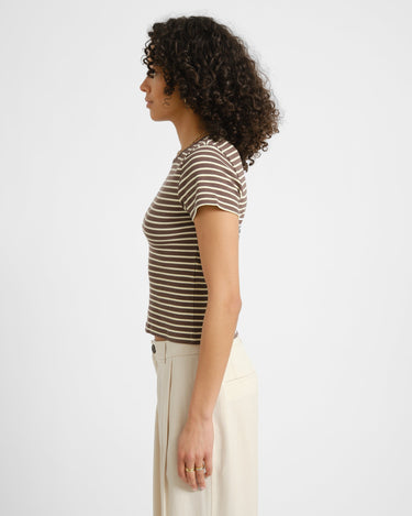 Judy Striped Baby Tee Brown/Yellow - Things I Like Things I Love
