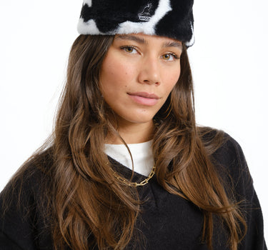 Kangol Faux Fur Topper Spotted Cow Print - Things I Like Things I Love