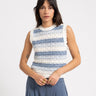 Laika O - Neck Knit Top Stripe White Blue - Things I Like Things I Love