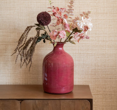 Large Deco Vase Metal Burgundy - Things I Like Things I Love