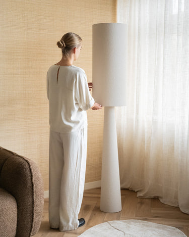 Large Floor Lamp Loft Bouclé Beige - Things I Like Things I Love