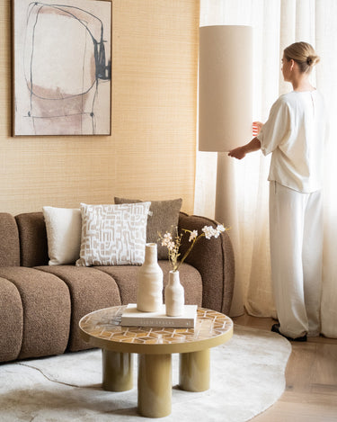 Large Floor Lamp Loft Bouclé Beige - Things I Like Things I Love