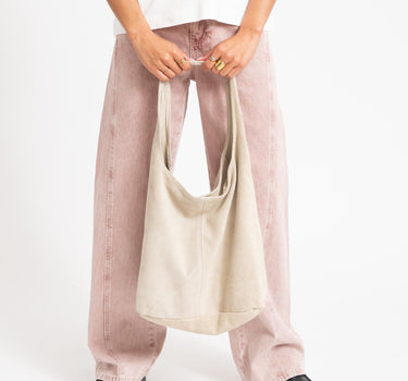 Loreen Suede Bag Ecru - Things I Like Things I Love