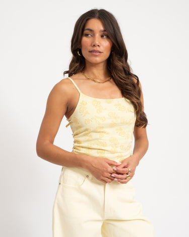 Louise Mesh Flock Back Tie Top French Geel - Things I Like Things I Love