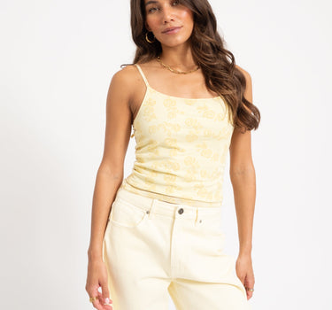 Louise Mesh Flock Back Tie Top French Geel - Things I Like Things I Love