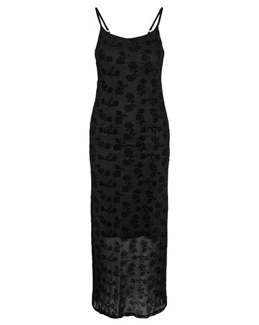 Louise Mesh Flock Long Dress Black/Morel - Things I Like Things I Love