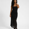 Louise Mesh Flock Long Dress Black/Morel - Things I Like Things I Love