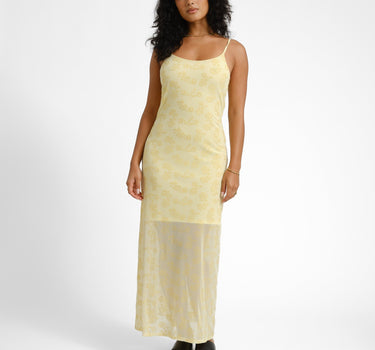 Louise Mesh Flock Long Dress French Vanilla/Flock - Things I Like Things I Love