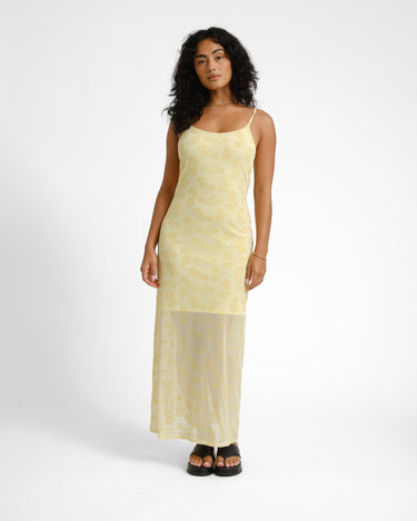 Louise Mesh Flock Long Dress French Vanilla/Flock - Things I Like Things I Love