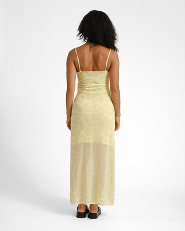 Louise Mesh Flock Long Dress French Vanilla/Flock - Things I Like Things I Love