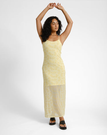 Louise Mesh Flock Long Dress French Vanilla/Flock - Things I Like Things I Love