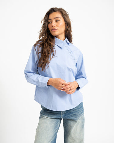 Merlin Assymetrical Blouse Blauw - Things I Like Things I Love