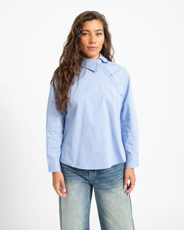 Merlin Assymetrical Blouse Blauw - Things I Like Things I Love