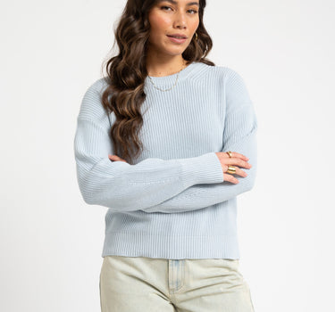 Mila Twist Crew Neck Knit Skyway - Things I Like Things I Love
