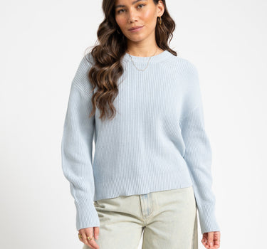 Mila Twist Crew Neck Knit Skyway - Things I Like Things I Love