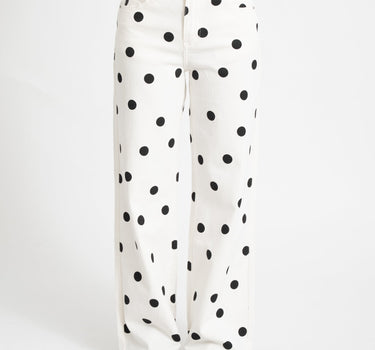 Mina Wide Leg Polkadot Jeans Wit - Things I Like Things I Love