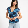 Minna Mesh Wrap Top Blue Blur Flower - Things I Like Things I Love