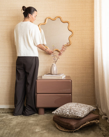Mirror Wavy Woody Round - Medium - Things I Like Things I Love