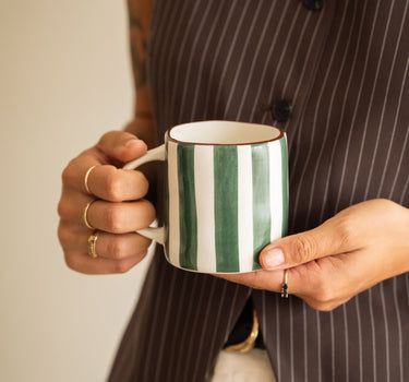 Mug Mykonos Green Stripe - Things I Like Things I Love