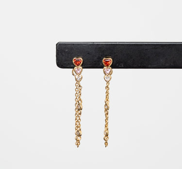 Multi heart chain earring Gold - Things I Like Things I Love