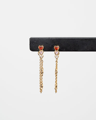 Multi heart chain earring Gold - Things I Like Things I Love