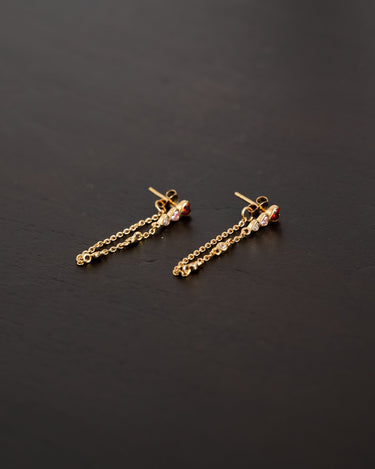 Multi heart chain earring Gold - Things I Like Things I Love