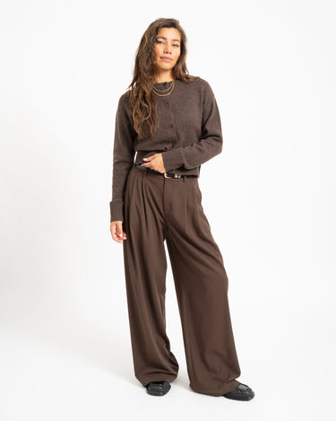 Natalie Diverse Cardigan Knit Seal Brown - Things I Like Things I Love
