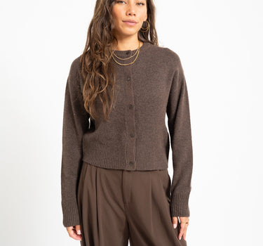 Natalie Diverse Cardigan Knit Seal Brown - Things I Like Things I Love