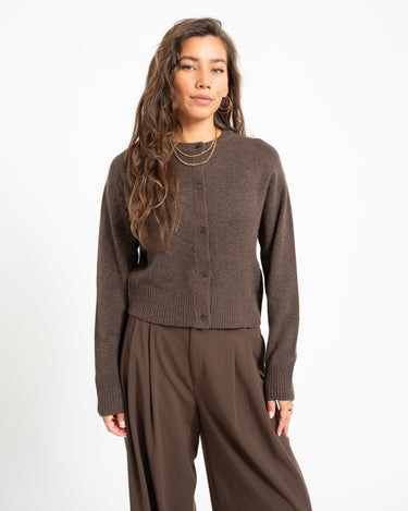 Natalie Diverse Cardigan Knit Seal Brown - Things I Like Things I Love