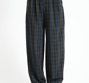 Nico Miley Checkered Barrel Pants zwart groen - Things I Like Things I Love