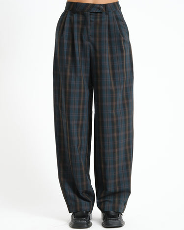 Nico Miley Checkered Barrel Pants zwart groen - Things I Like Things I Love