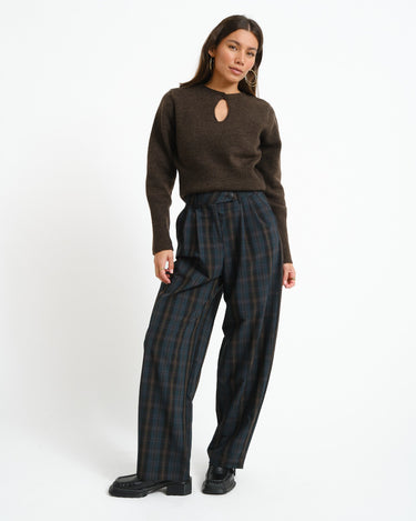Nico Miley Checkered Barrel Pants zwart groen - Things I Like Things I Love