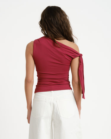One Shoulder Tie Top Bordeaux - Things I Like Things I Love
