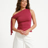 One Shoulder Tie Top Bordeaux - Things I Like Things I Love