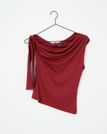 One Shoulder Tie Top Bordeaux - Things I Like Things I Love